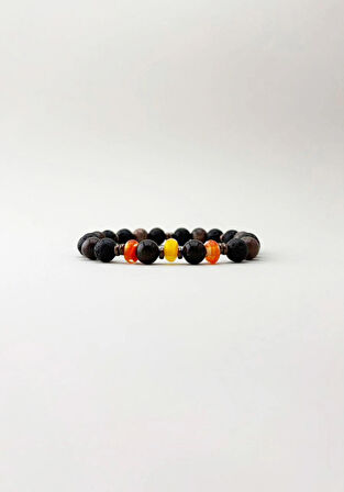 Lav Taşı, Silisleşmiş Ağaç, Turuncu Murano Cam Bileklik