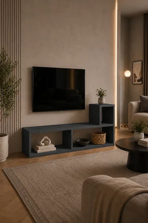 OSLO Antrasit Modüler Çok Amaçlı Raf Ünitesi | TV Ünitesi | Kitaplık | Konsol | Dekoratif Düzenleyici