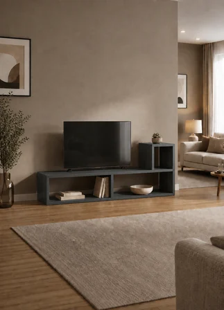 OSLO Antrasit Modüler Çok Amaçlı Raf Ünitesi | TV Ünitesi | Kitaplık | Konsol | Dekoratif Düzenleyici