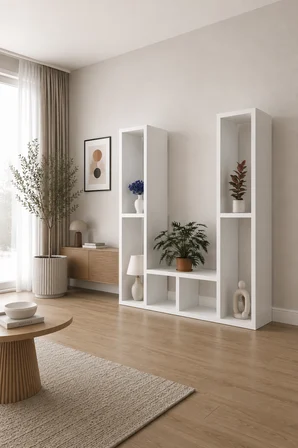 OSLO İkili Modüler Çok Amaçlı Dikey Raf Ünitesi | Çiçeklik | Kitaplık | Konsol | Dekoratif Düzenleyici |  Dresuar | TV Ünitesi
