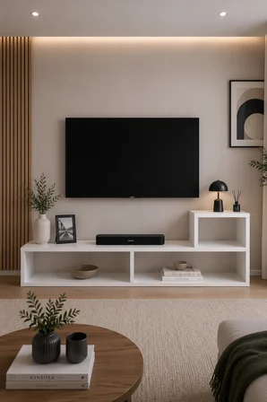 Sheila Concept Oslo Beyaz Modüler TV Sehpası Raf Ünitesi 110x43x30 cm