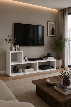 Sheila Concept Oslo Beyaz Modüler TV Sehpası Raf Ünitesi 110x43x30 cm