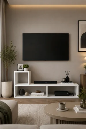Sheila Concept Oslo Beyaz Modüler TV Sehpası Raf Ünitesi 110x43x30 cm