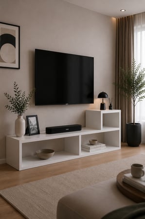 Sheila Concept Oslo Beyaz Modüler TV Sehpası Raf Ünitesi 110x43x30 cm