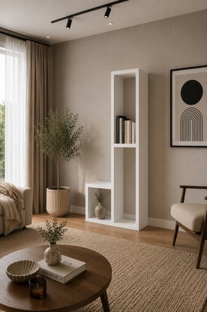 OSLO Beyaz Modüler Çok Amaçlı Dikey Raf Ünitesi | Çiçeklik | Kitaplık | Konsol | Dekoratif Düzenleyici | TV Ünitesi