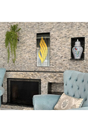 Allah Lafzı Dikey Tasarım İslami Cam Dekor