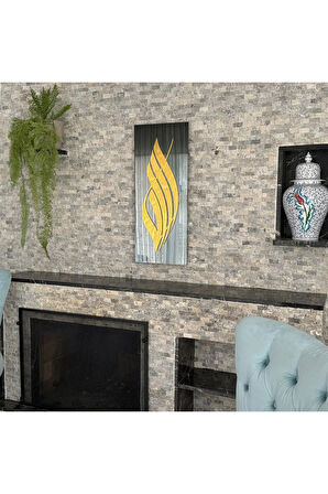 Allah Lafzı Dikey Tasarım İslami Cam Dekor