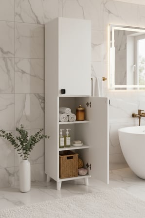 BARİ Çok Amaçlı Depolama Dolabı | Banyo Dolabı | Erzak Dolabı | Mutfak Organizeri | Kapaklı Raflı Dolap