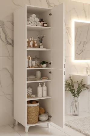 BARİ Çok Amaçlı Depolama Dolabı | Banyo Dolabı | Erzak Dolabı | Mutfak Organizeri | Kapaklı Raflı Dolap