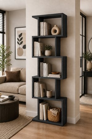 Sheila Concept Tulsa Dekoratif Kitaplık 5 Raflı Modern Raf Ünitesi Antrasit