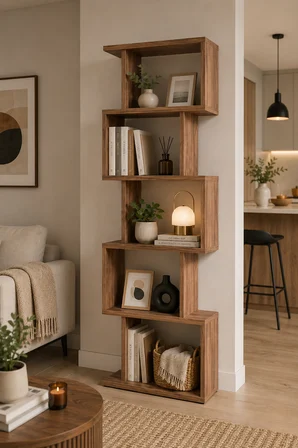 Sheila Concept Tulsa 5 Raflı Dekoratif Raf Ceviz 160 cm Modern Kitaplık