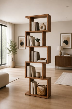 Sheila Concept Tulsa 5 Raflı Dekoratif Raf Ceviz 160 cm Modern Kitaplık