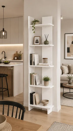Sheila Concept Andes Dekoratif Kitaplık ve Çok Amaçlı Raf Beyaz 5 Raflı