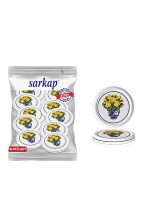 Hijyenik Paketli 10 Adet Kavanoz Kapağı – Sarı Çiçek - 82mm