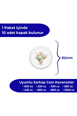 Hijyenik Paketli 10 adet Kavanoz Kapağı – Yeşil Buket – 82 mm