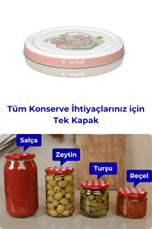 Hijyenik Paketli 10 adet Kavanoz Kapağı – Pembe Buket – 82 mm