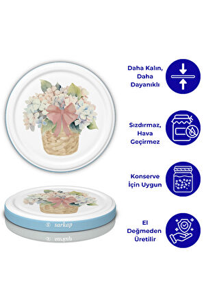 Hijyenik Paketli 10 adet Kavanoz Kapağı – Mavi Buket – 82 mm