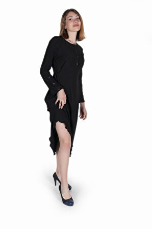 Günlük Salaş Büzgü Detaylı Yazlık Uzun Kadın Elbise