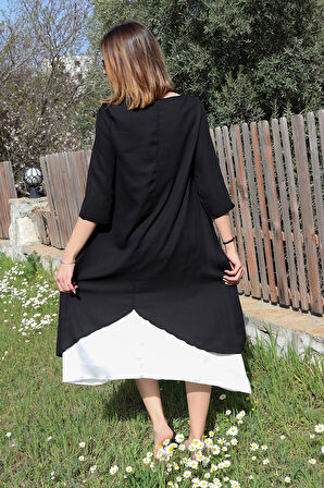 Keten Yazlık Günlük Tasarım Kadın Elbise