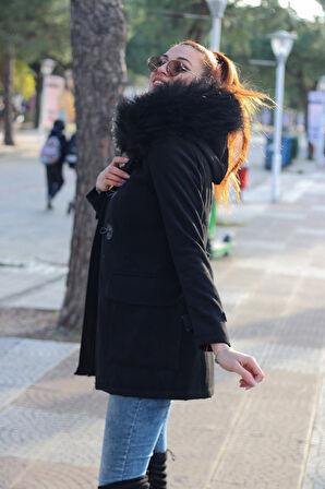 Günlük Kışlık Kaşe Kaşmir Kadın Kaban