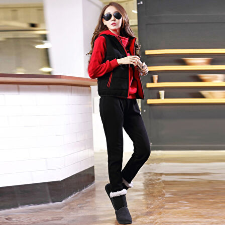 Günlük Kışlık Sevgili Eşofman Tekli Kadın Takım