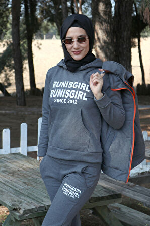 Günlük Kışlık Şık ve Rahat Üçlü Kadın Tesettür Eşofman Takımı