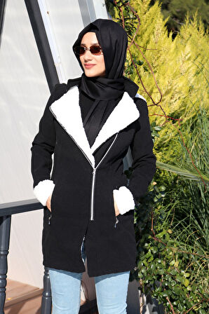 Kışlık Günlük Kaşe Kadın Tesettür Kaban