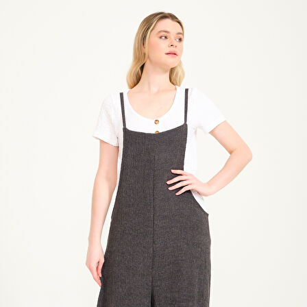 Günlük Askılı Bol Kesim Yazlık Kadın Tulum