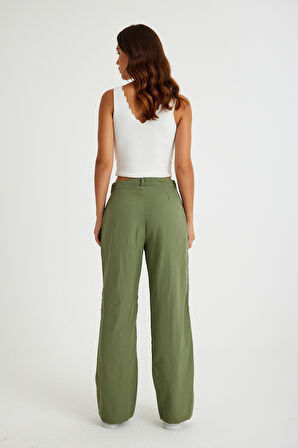 Keten Günlük Pantolon Düğmeli