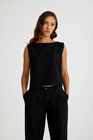 Keten Günlük Rahat  Kolsuz  Alt Üst Kadın Takım