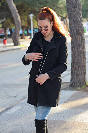 Kışlık Kürklü Kaşe Kadın Kaban