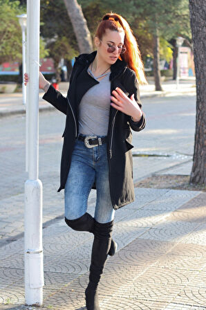 Kışlık Kürklü Kaşe Kadın Kaban