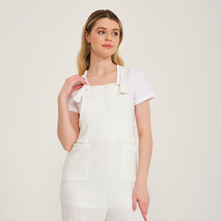 Askılı Büyük Cep Detaylı Kadın Salopet Tulum