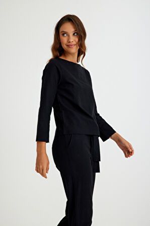 Keten Günlük Rahat Beli Kemerli Kadın İkili Takım Alt Üst