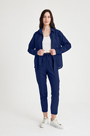 Keten Günlük İkili Takım Elbise Pantolon Gömlek