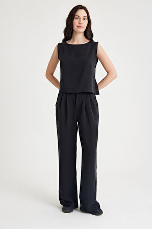 Keten Günlük Rahat  Kolsuz  Alt Üst Kadın Takım