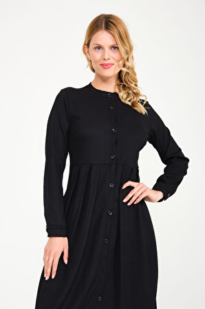 Keten Günlük Yazlık Tam Boy Tesettür Kadın Elbise