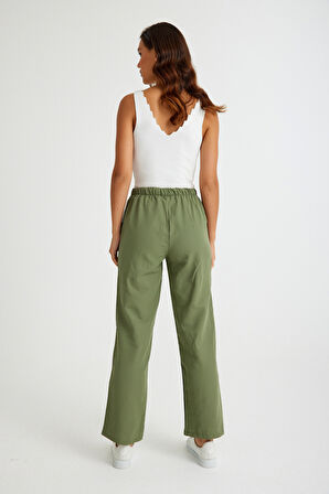 Keten Günlük Pantolon Beli Bağcıklı