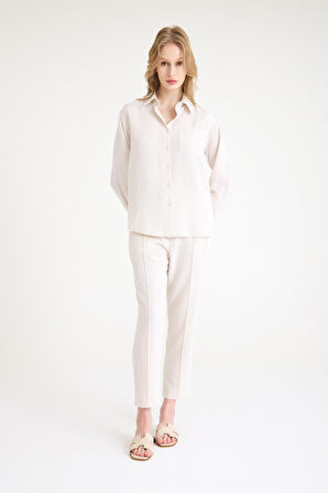 Keten Günlük İkili Takım Elbise Pantolon Gömlek