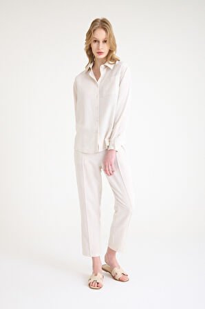 Keten Günlük İkili Takım Elbise Pantolon Gömlek