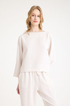 Keten Günlük Rahat Beli Kemerli Kadın İkili Takım Alt Üst