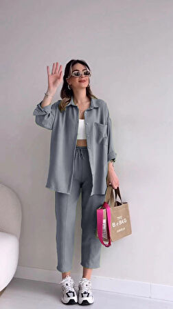 Keten Günlük İkili Takım Elbise Pantolon Gömlek