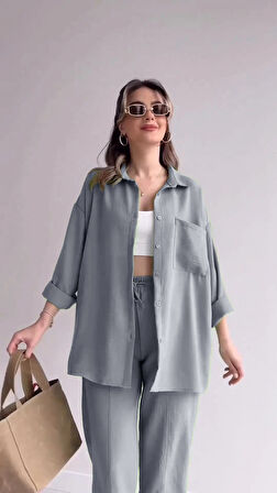 Keten Günlük İkili Takım Elbise Pantolon Gömlek