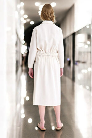 Beli Bağcıklı Günlük Rahat Keten Elbise