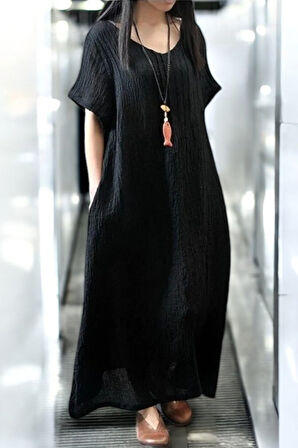 Yazlık Rahat Keten Elbise