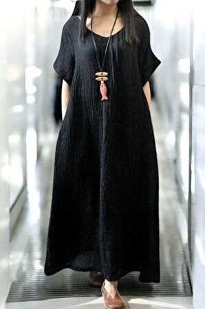 Yazlık Rahat Keten Elbise