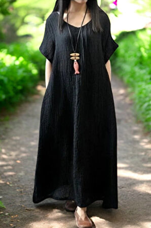 Keten Yazlık Rahat Elbise