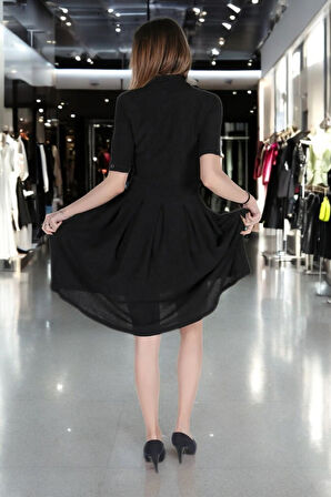 Yazlık Rahat Keten Ofis Elbisesi