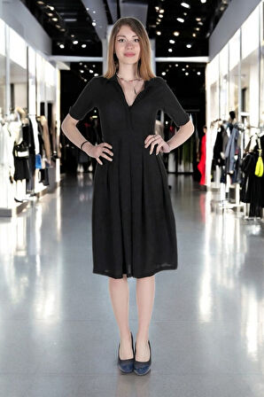 Yazlık Rahat Keten Ofis Elbisesi