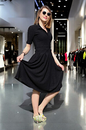 Günlük Keten Ofis Elbisesi